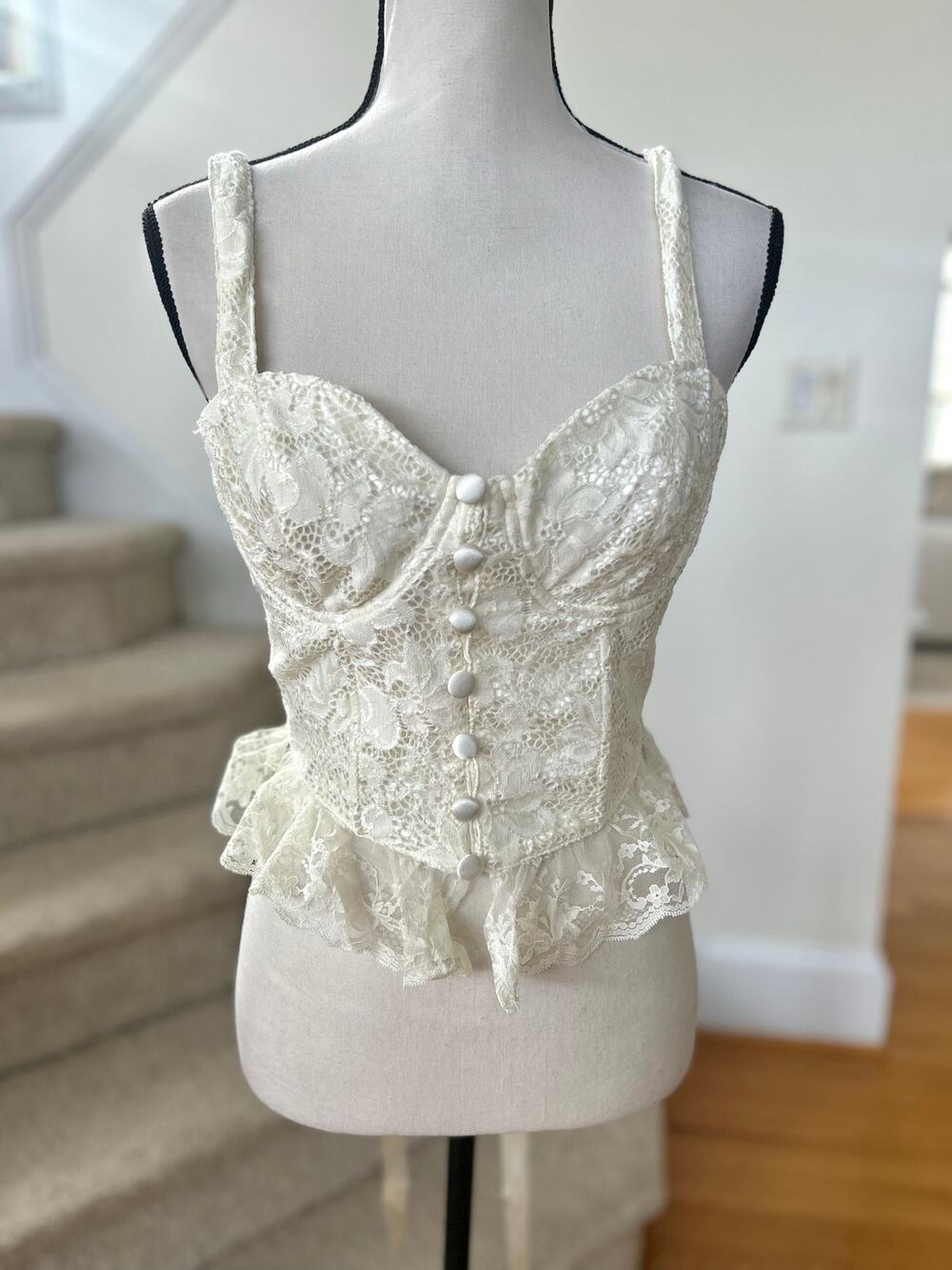 NWT Current Mood Dolls Kill Cream White Lace Corset Whimsygoth Fairy Coquette